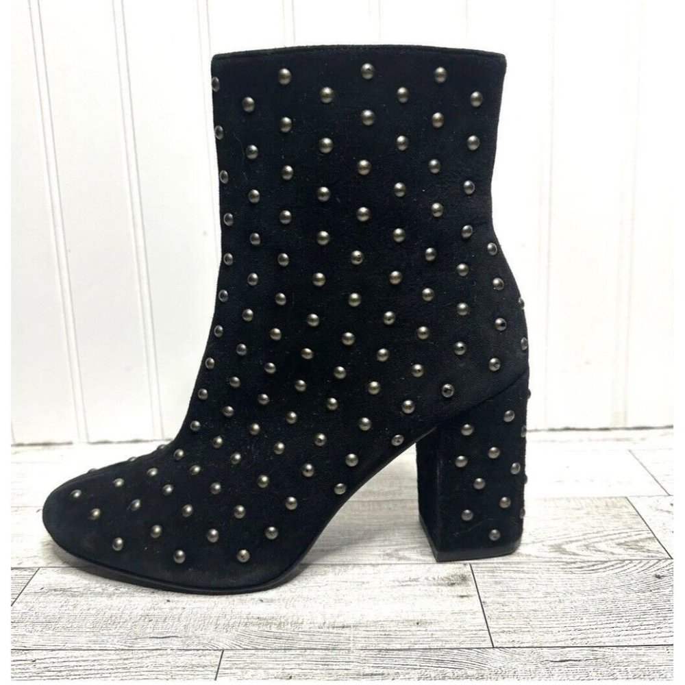 Lucky Brand Wesson2 Boots Studded Rocker Punk Booties Black 7.5 Leather Suede